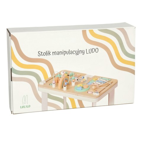 Drewniany stolik manipulacyjny Montessori LULILO LUDO – miętowy