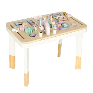 Drewniany stolik manipulacyjny Montessori LULILO LUDO – pastelowy różowy