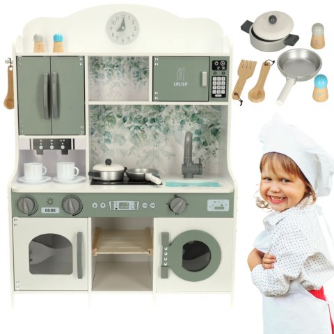 Drewniana kuchnia dla dzieci MDF LULILO SALIKO z ekspresem i akcesoriami 85 cm Drewniana kuchnia dla dzieci MDF LULILO SALIKO z ekspresem i akcesoriami 85 cm