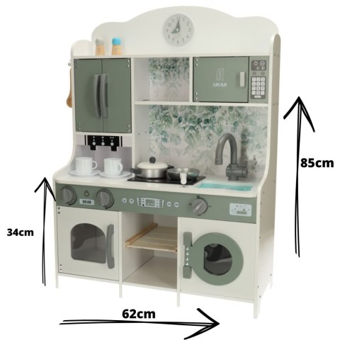 Drewniana kuchnia dla dzieci MDF LULILO SALIKO z ekspresem i akcesoriami 85 cm Drewniana kuchnia dla dzieci MDF LULILO SALIKO z ekspresem i akcesoriami 85 cm