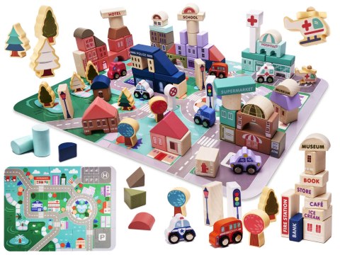 Klocki drewniane edukacyjne miasto puzzle 135 el. Klocki drewniane edukacyjne miasto puzzle 135 el.