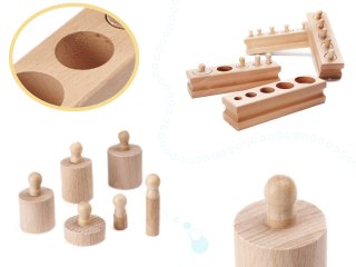 Drewniane odważniki cylindry – sorter Montessori