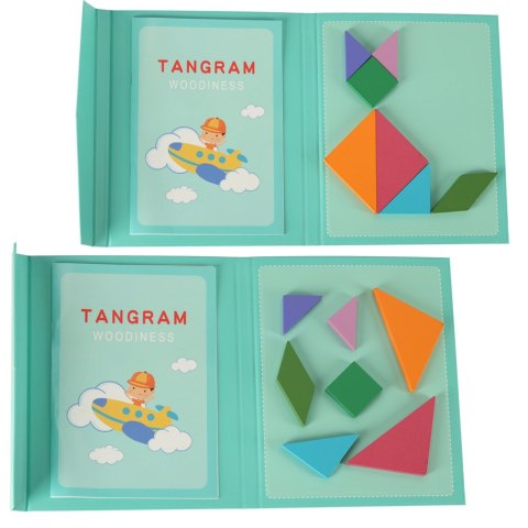 Magnetyczna książeczka Tangram – układanka logiczna 3D, metoda Montessori