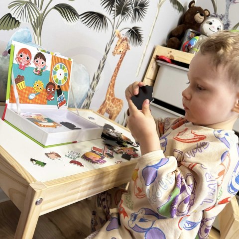 Drewniane pudełko magnetyczne – układanka edukacyjna, 108 el.