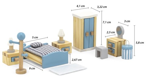 Drewniane mebelki do domku dla lalek – sypialnia PolarB