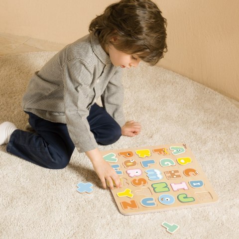 Drewniane puzzle Montessori – nauka alfabetu i słów, 27 el. Drewniane puzzle Montessori – nauka alfabetu i słów, 27 el.