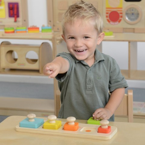 Drewniana układanka edukacyjna – nauka rozmiarów i kolorów Montessori