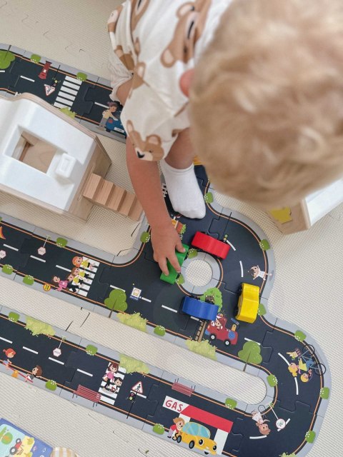Droga puzzle dla dzieci – autostrada, makieta miasta 21 el. FSC Droga puzzle dla dzieci – autostrada, makieta miasta 21 el. FSC