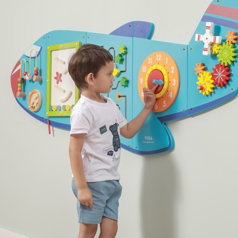 Drewniana tablica sensoryczno-manipulacyjna samolot XL – montaż na ścianę, Montessori, certyfikat FSC Drewniana tablica sensoryczno-manipulacyjna samolot XL – montaż na ścianę, Montessori, certyfikat FSC
