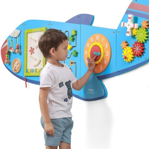 Drewniana tablica sensoryczno-manipulacyjna samolot XL – montaż na ścianę, Montessori, certyfikat FSC Drewniana tablica sensoryczno-manipulacyjna samolot XL – montaż na ścianę, Montessori, certyfikat FSC