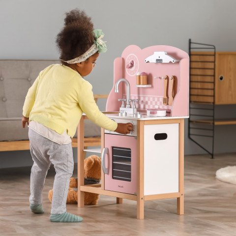 Drewniana kuchnia z akcesoriami – Silver Pink