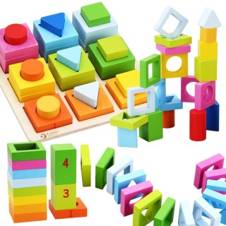 Układanka Nauka Kształtów i Liczenia 5w1 Domino Sorter Montessori (28 el.)