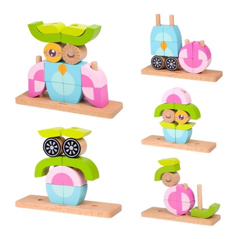 Drewniane klocki przestrzenne 3D – Sowa