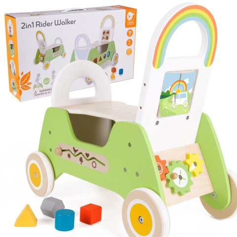 Drewniany jeździk Montessori 2w1 – pchacz i pojazd
