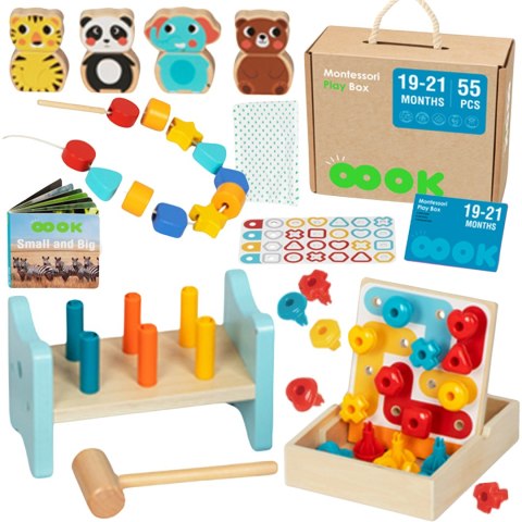 Drewniany edukacyjny box Montessori 6w1 – sensoryczna walizka dla maluchów Drewniany edukacyjny box Montessori 6w1 – sensoryczna walizka dla maluchów