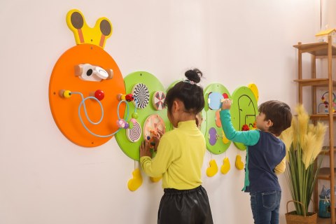 Drewniana Tablica Manipulacyjna Gąsienica – zestaw 5 tablic edukacyjnych, Montessori, certyfikat FSC