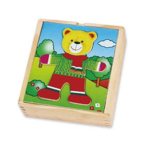 Drewniane puzzle układanka edukacyjna „Ubierz Misia – Chłopiec” Drewniane puzzle układanka edukacyjna „Ubierz Misia – Chłopiec”