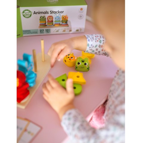 Drewniana układanka Montessori – piramidka zwierzątek, 27 elementów Drewniana układanka Montessori – piramidka zwierzątek, 27 elementów