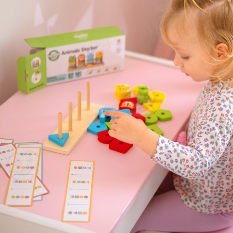 Drewniana układanka Montessori – piramidka zwierzątek, 27 elementów Drewniana układanka Montessori – piramidka zwierzątek, 27 elementów