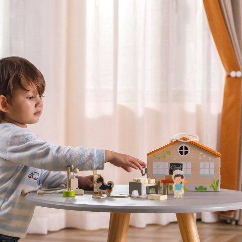 Drewniana Klinika dla Zwierząt w Walizce – Zestaw Weterynarza z Akcesoriami, Montessori