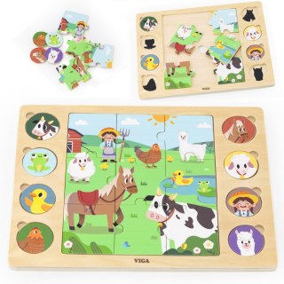 Drewniane puzzle „Odgadnij po cieniu – farma” 17 el.