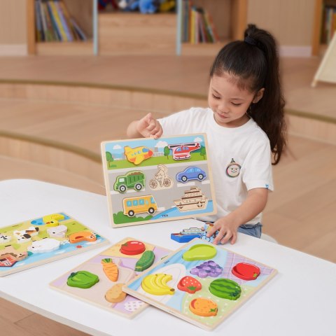 Drewniane puzzle układanka Montessori 2w1 „Figurki Owoce” Drewniane puzzle układanka Montessori 2w1 „Figurki Owoce”
