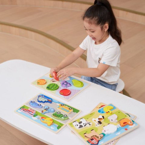 Drewniane puzzle układanka Montessori 2w1 „Figurki Owoce” Drewniane puzzle układanka Montessori 2w1 „Figurki Owoce”