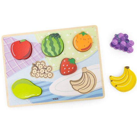 Drewniane puzzle układanka Montessori 2w1 „Figurki Owoce” Drewniane puzzle układanka Montessori 2w1 „Figurki Owoce”