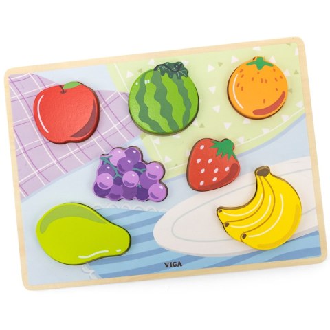 Drewniane puzzle układanka Montessori 2w1 „Figurki Owoce” Drewniane puzzle układanka Montessori 2w1 „Figurki Owoce”