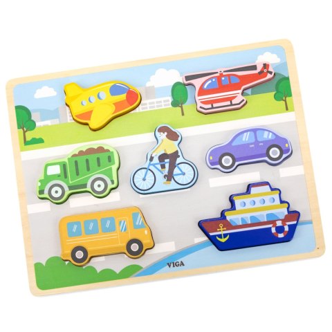 Drewniane puzzle układanka Montessori 2w1 „Figurki Pojazdy” Drewniane puzzle układanka Montessori 2w1 „Figurki Pojazdy”