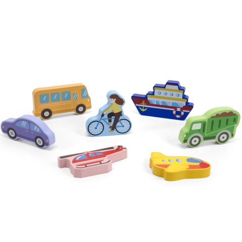 Drewniane puzzle układanka Montessori 2w1 „Figurki Pojazdy” Drewniane puzzle układanka Montessori 2w1 „Figurki Pojazdy”