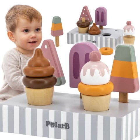 Drewniane lody na patyku ze stojakiem – 5 szt. PolarB