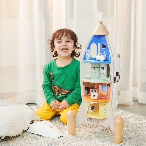 Drewniana rakieta – domek dla dzieci z figurkami i akcesoriami