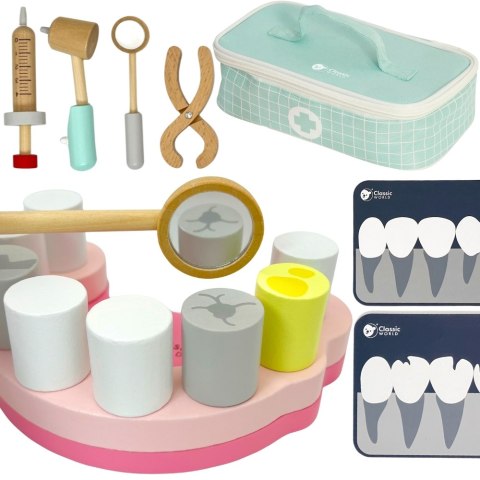 Drewniany zestaw małego dentysty w walizce (18 el.)