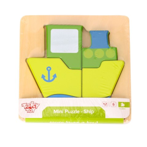 Drewniane puzzle Montessori – układanka statek, 6 el.