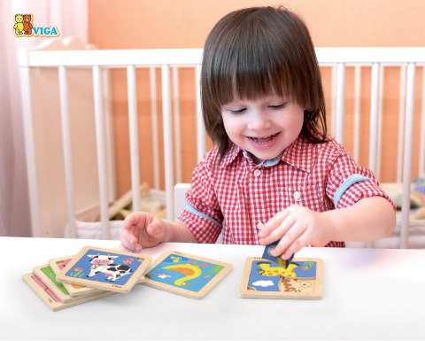 Drewniane puzzle dla dzieci – kaczuszka, 4 elementy