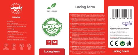Drewniane klocki do nawlekania – zwierzęta Farma, 13 elementów Drewniane klocki do nawlekania – zwierzęta Farma, 13 elementów