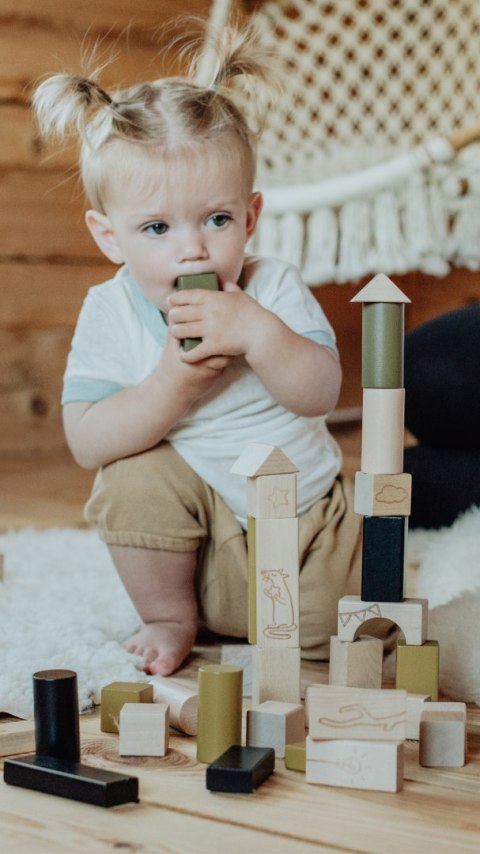 Drewniane klocki Premium – zestaw 40 elementów