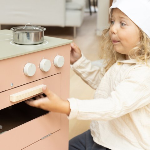 Różowa drewniana kuchenka dla dzieci – kuchnia z piekarnikiem Różowa drewniana kuchenka dla dzieci – kuchnia z piekarnikiem