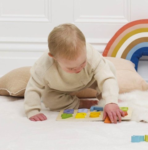 Drewniane cyferki – edukacyjna zabawka do nauki liczenia i sortowania kształtów Drewniane cyferki – edukacyjna zabawka do nauki liczenia i sortowania kształtów