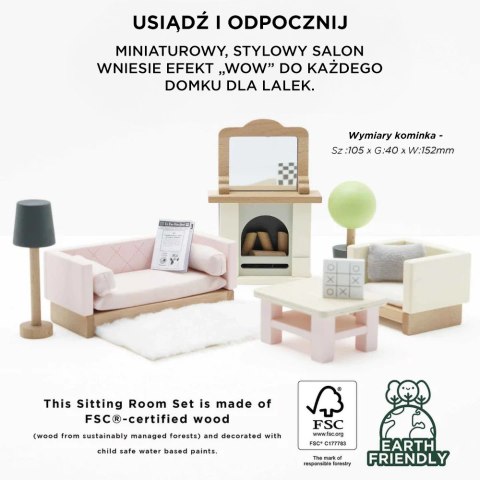 Drewniane mebelki do domku dla lalek – salon Daisylane