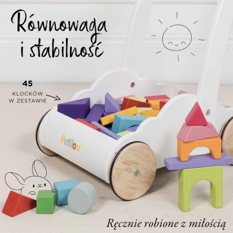 Drewniany chodzik edukacyjny – pchacz sensoryczny dla dzieci z 10 aktywnościami Drewniany chodzik edukacyjny – pchacz sensoryczny dla dzieci z 10 aktywnościami