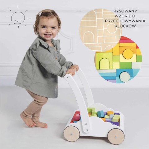 Drewniany chodzik edukacyjny – pchacz sensoryczny dla dzieci z 10 aktywnościami Drewniany chodzik edukacyjny – pchacz sensoryczny dla dzieci z 10 aktywnościami