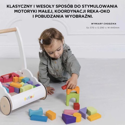 Drewniany chodzik edukacyjny – pchacz sensoryczny dla dzieci z 10 aktywnościami Drewniany chodzik edukacyjny – pchacz sensoryczny dla dzieci z 10 aktywnościami