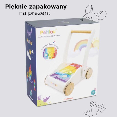 Drewniany chodzik edukacyjny – pchacz sensoryczny dla dzieci z 10 aktywnościami Drewniany chodzik edukacyjny – pchacz sensoryczny dla dzieci z 10 aktywnościami