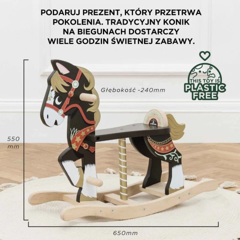 Drewniany konik na biegunach – bezpieczna zabawka dla dzieci, klasyczny koń bujany Drewniany konik na biegunach – bezpieczna zabawka dla dzieci, klasyczny koń bujany