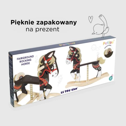 Drewniany konik na biegunach – bezpieczna zabawka dla dzieci, klasyczny koń bujany Drewniany konik na biegunach – bezpieczna zabawka dla dzieci, klasyczny koń bujany