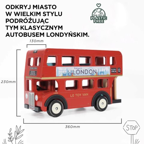 Drewniany piętrowy autobus Londyn – zabawka dla dzieci, pojazd Drewniany piętrowy autobus Londyn – zabawka dla dzieci, pojazd