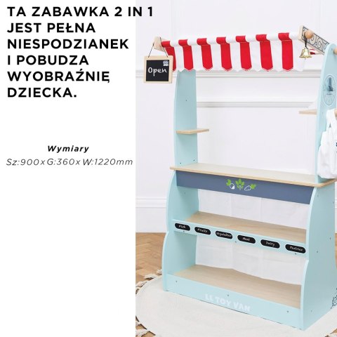 Drewniany sklep i kawiarnia dla dzieci – zabawa w odgrywanie ról Drewniany sklep i kawiarnia dla dzieci – zabawa w odgrywanie ról