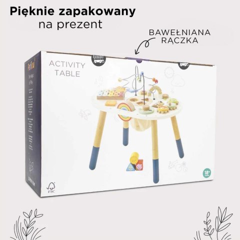 Drewniany stolik edukacyjny – sensoryczna zabawka dla dzieci